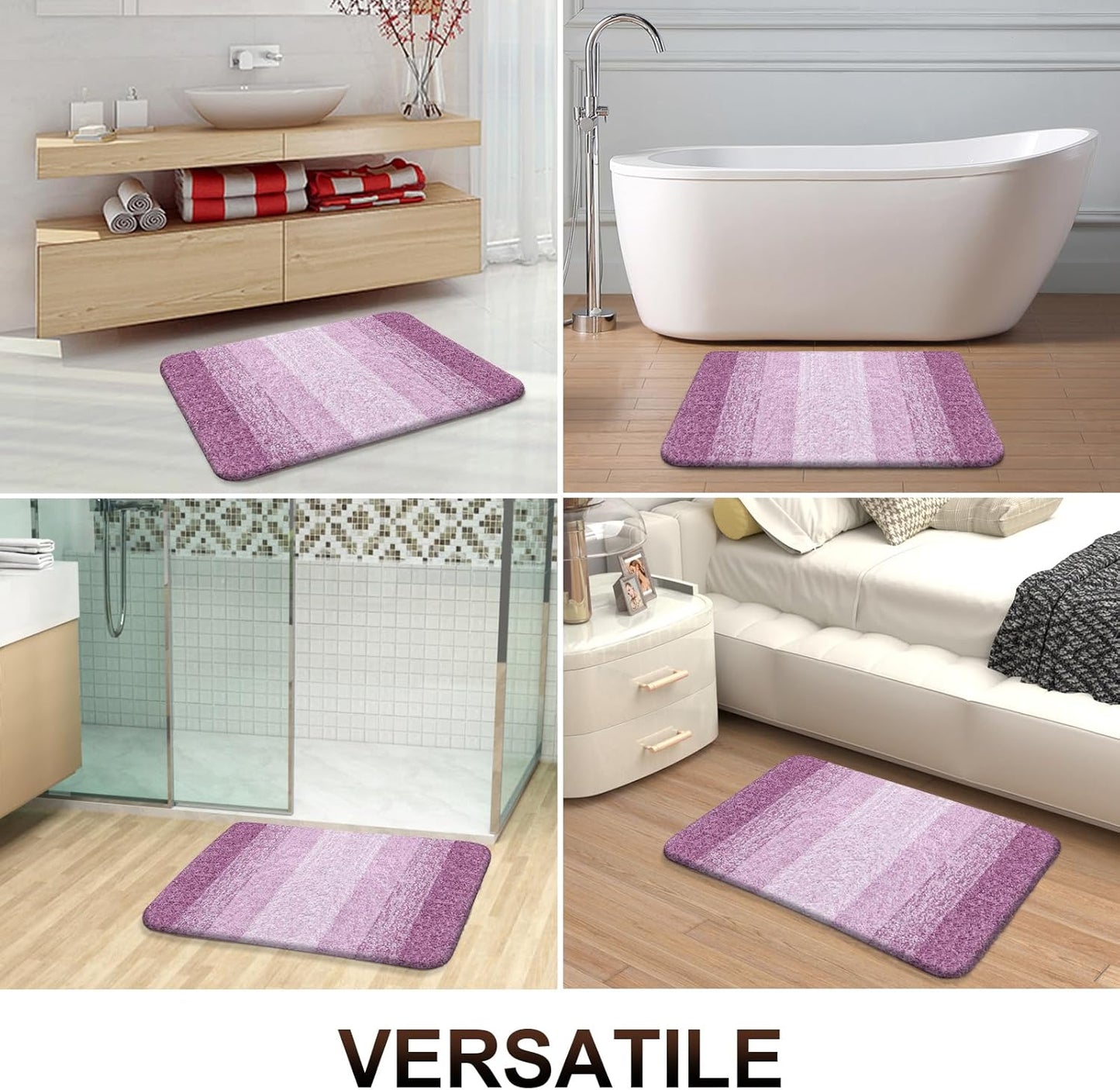 OLANLY Bathroom Runner Rugs 54x24, Extra Soft Absorbent Microfiber Bath Rugs, Rubber Backing, Quick Dry, Washable Bath Mats for Bathroom Floor, Tub and Shower, Home Decor Accessories, Pinkish-Purple