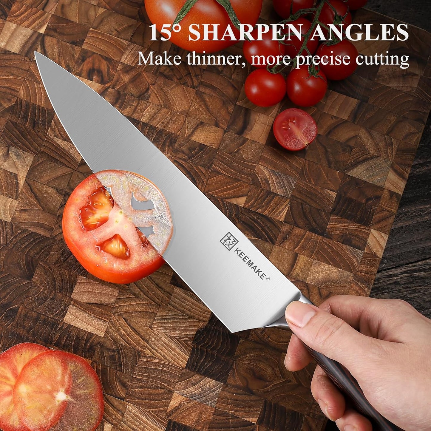 KEEMAKE Kitchen Knife Set of 4pcs - Sharp Kitchen Knives High Carbon Stainless Steel Blade, Chef Knife Set Pakkawood Handle Knives Set for Kitchen, w/Elegant Gift Box