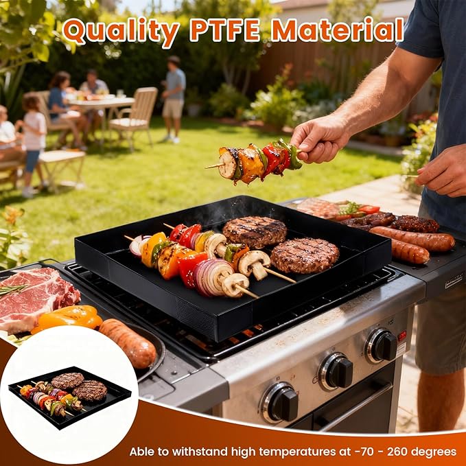 Professional-Grade 1-Pack PTFE Solid Oven Baskets, 13.5x14.5x1 Inch Non-Stick Solid Oven Trays for Commercial Kitchens & High-Volume Cooking