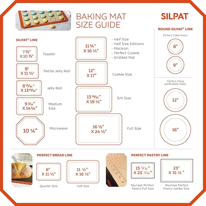 Silpat The Original Perfect Pizza Non-Stick Silicone Baking Mat, 12" Round, AH305-01