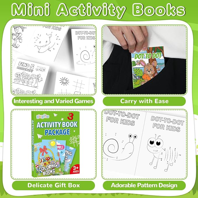48 PCS Summer Mini Activity Books Kids Coloring Books Party Favors Bulk Challenging Game Include Maze Dot to Dot Word Search Word Scramble for Age 4-12 Goodie Bags Stuffers Easter Spring Supplies