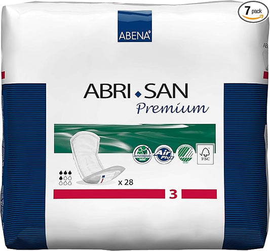 Abena Abri-San Premium Incontinence Pads, Light Absorbency, (Sizes 1 To 3A) Size 3, 196 Count