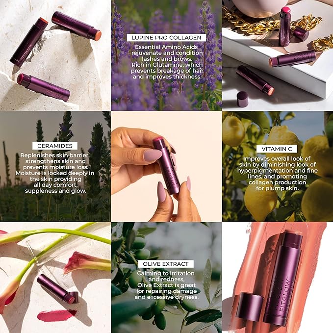 Fitglow Beauty - Cloud Collagen Lipstick Matte Balm | Vegan, Woman-Owned Clean Beauty (Happy, 0.14 oz | 4 g)
