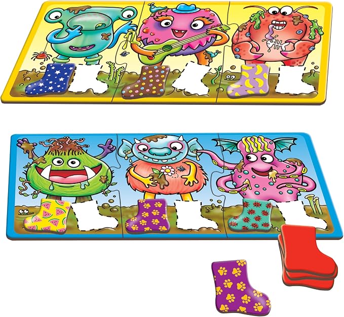 ORCHARD TOYS Moose Smelly Socks Game. Find Matching Pairs of Socks for Your Monsters! for Ages 3-6 and 2-4 Players