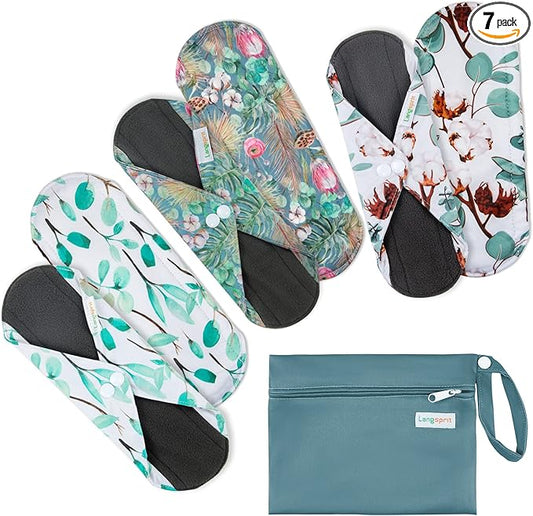 7pcs Set 1 pc Mini Wet Bag +6pcs Absorbent Reusable Sanitary Pads/Washable Cloth Menstrual Pads(Summer,L)…