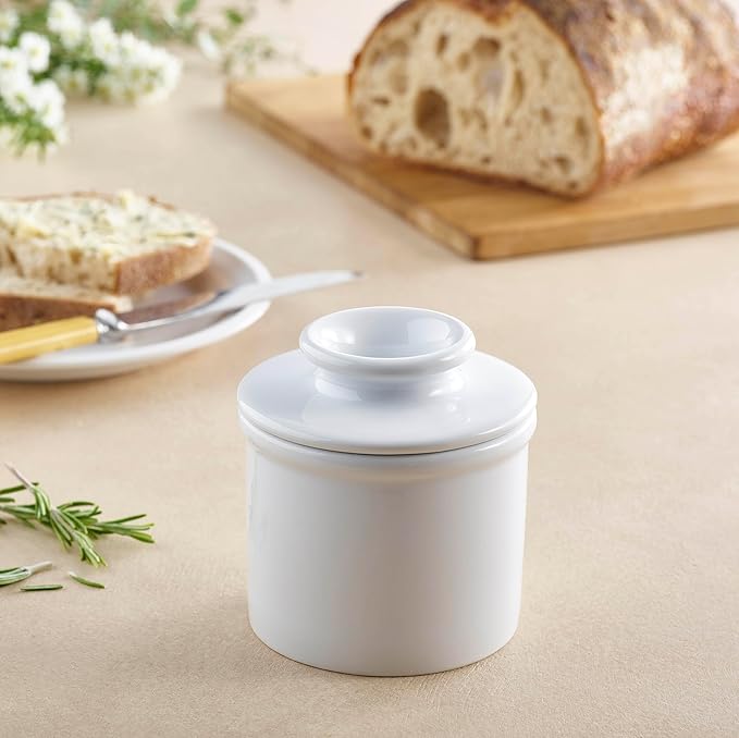 Butter Bell - The Original Butter Bell Crock by L. Tremain, a Countertop French Ceramic Butter Dish Keeper for Spreadable Butter, French Ceramic Butter Dish Keeper, Specialty - Classic White