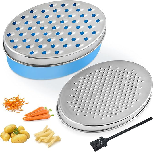 Cheese Grater, Grater Lemon with Food Storage Container & Lid Grinder Grater for kitchen - Perfect For Hard Parmesan, Ginger, Vegetables, Butter (Blue)