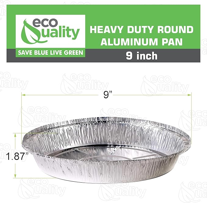 EcoQuality (400 Pack - 9 Inch Disposable Round Aluminum Foil Take-Out Pans - Disposable Tin Containers, Perfect for Baking, Cooking, Catering, Parties, Restaurants (No Lids)