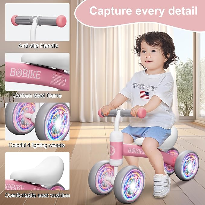 Baby Balance Bike Toys for 12-36 Months Kids Toy Boy and Girls Gifts Toddler Best First Birthday Gift Children Walker No Pedal Infant 4 Wheels Bicycle