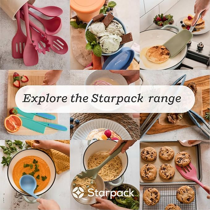StarPack Premium Flexible Large Silicone Turner Spatula - High Heat Resistant to 600°F, Hygienic One Piece Design, Non Stick Rubber Kitchen Utensil for Fish, Eggs, Pancakes & Cookies (Stormy Grey)