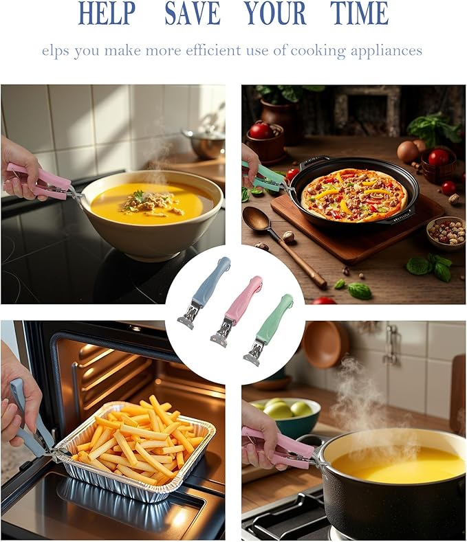 Stainless Steel Anti-Scalding Hot Bowl Dish Plate Gripper Clips Tongs Clamp Holder for Moving Hot Plate or Bowls with Food Out from Instant Pot Microwave Oven (1, Blue)
