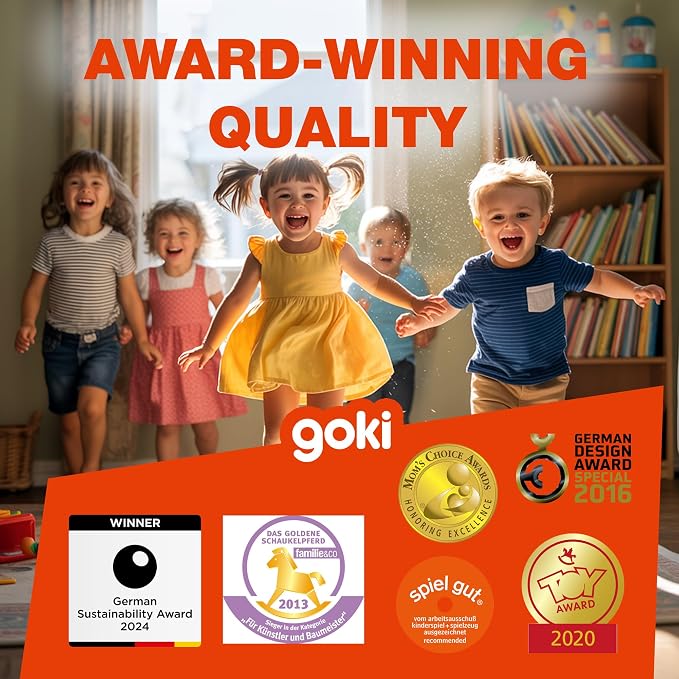 Goki Wooden Sorting & Stacking Toys - Montessori Toys for 2 Year Old Boy & Girl - Educational Color Recognition Shape Sorter for Toddlers - Gift for 2 Year Olds - Designed with Love in Germany