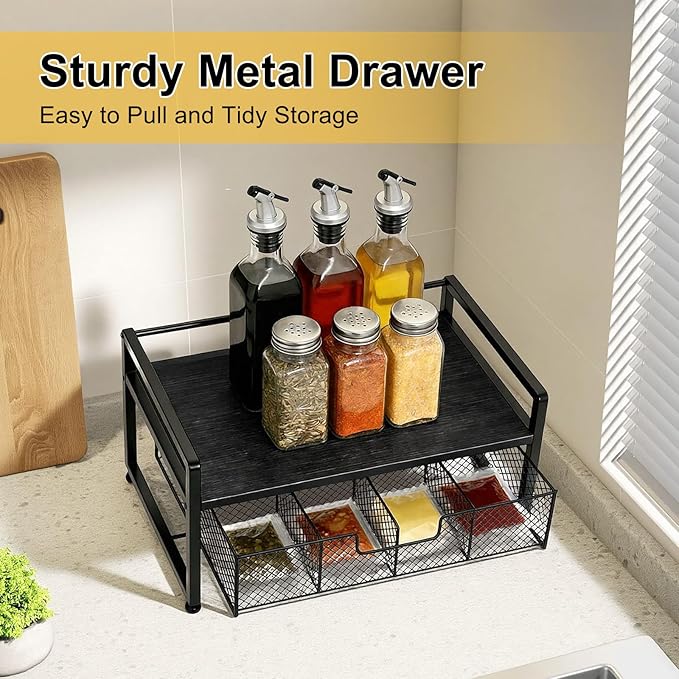 Tea Bag Organizer Wood Tea Organizer with 8 Compartments Storage Chests Tea Station Chest Display Container Box for Countertop Kitchen