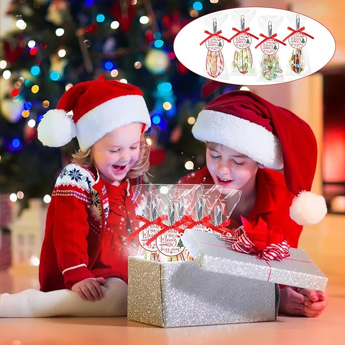 72 Sets 10 Inch Christmas Whisks Gifts DIY Fillable Christmas Tree Ornaments Xmas Colored Silicone Whisks for Cooking Heat Resistant Egg Beaters with Card Rope Bag for Candy Holder