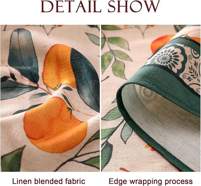 patdrea Designer Small Table Cloth for Square Table,Farmhouse Linen Oranges and Leaves Tablecloth,Fall Dacorative Cover for Kitchen Dining Christmas,Tea Party,Thanksgiving,55"x55"-Palladin a