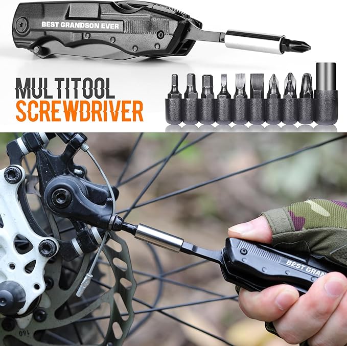 Grandson Gifts from Grandma, Multitool Knife, Grandson Gifts, Grandsons Christmas Practical Gift, Gift for Camping, Hiking, Fishing, 20 in 1 Multitool
