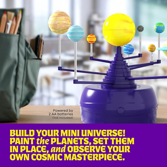 Dan&Darci 360° Orbiting Solar System for Kids - Paint & Build Model Kit - Arts and Crafts for Kid Ages 8-12, 4-6, 4-8, 6-8 - Space Toys 8-10 - Science Astronomy Gifts - Painting Craft Kits for Boys