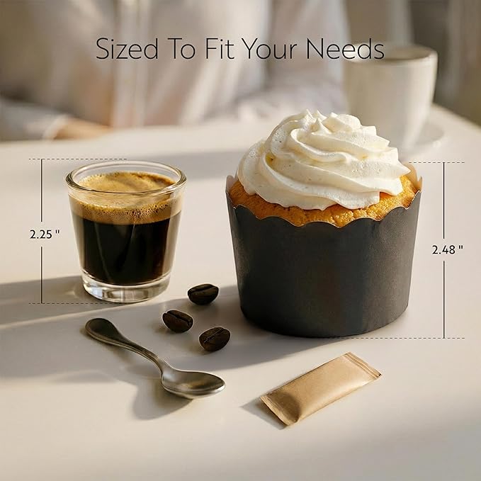 Restaurantware Baking Cups 200 Pack of 10 oz Paper Cupcake Liners Greaseproof Scalloped Oven-Safe Elegant Dessert Muffin Cups Disposable for Parties