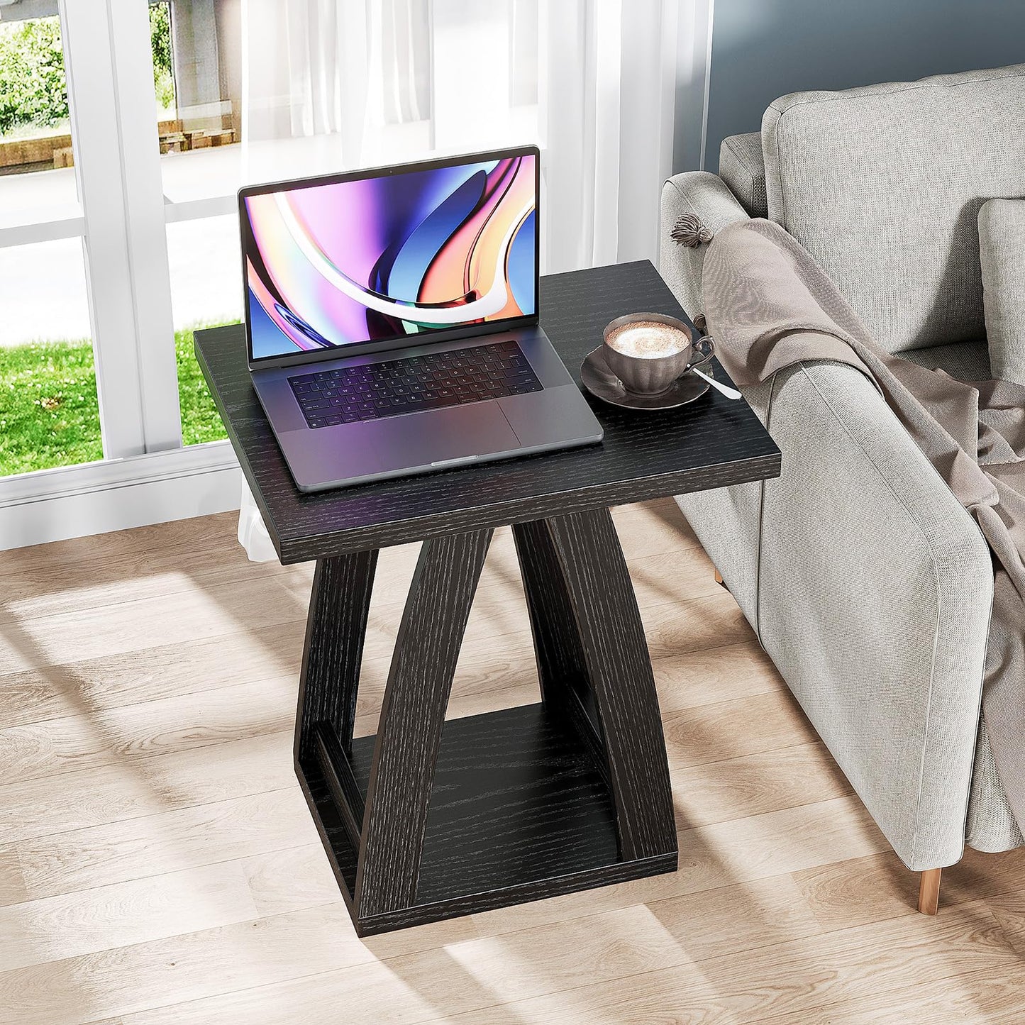 FJTFORME End Tables Living Room Set of 2. Side Tables Living Room. Side Table Beside Sofa. Modern End Table for Home. Black End Tables Set of 2