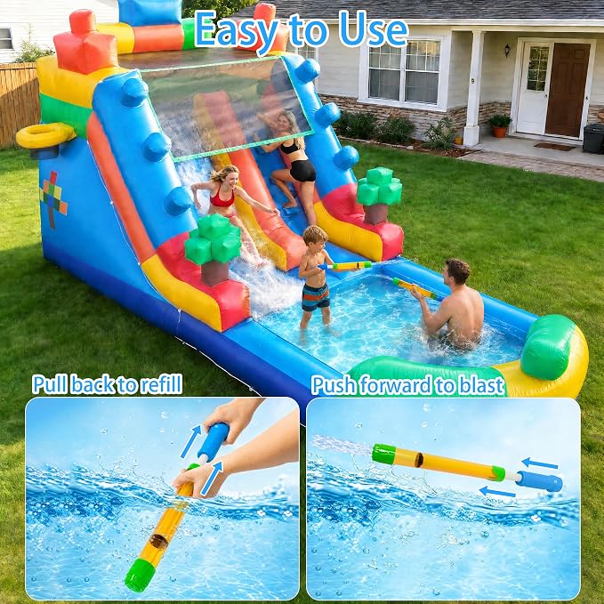 Water Gun Blasters for Kids & Adults: 12 Pack Bulk Water Squirter for Outdoor Swimming Pool Party, Backyard, Summer Beach, 12.6 Inch Water Shooter Toy Gift for Water Slide, Water Fighting Game