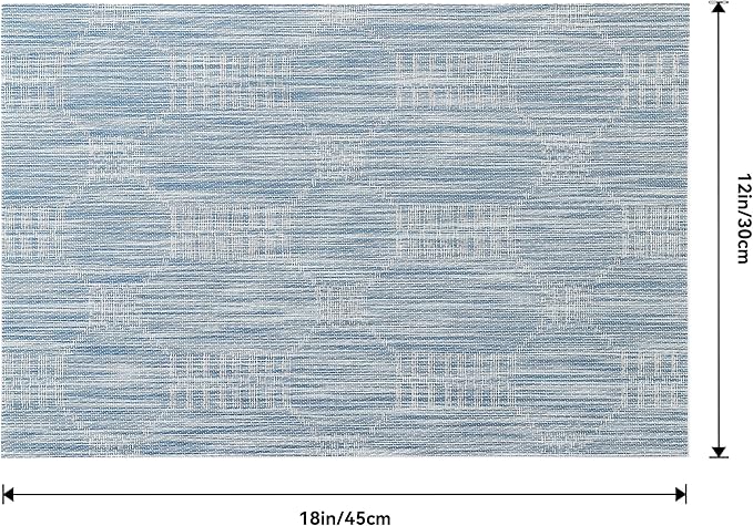 Leetaltree Jacquard Blue Placemats Set of 4 - Heat Resistant Non-Slip Place mats for Dining Table, Washable Durable PVC Vinyl Woven Table Mats (Jacquard Blue, 4)