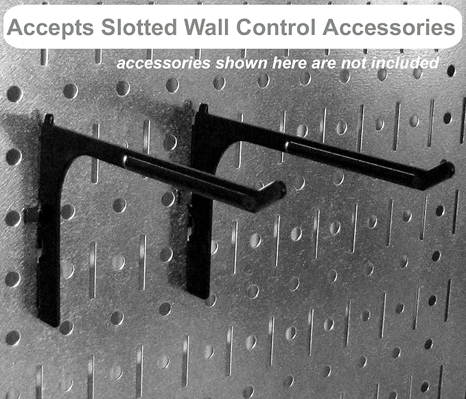 Wall Control Kitchen Pegboard Organizer Pots and Pans Storage Rack Organization Kit with Yellow Pegboard and Blue Accessories
