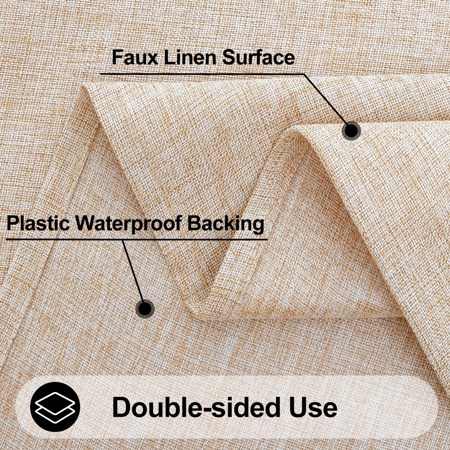Smiry Rectangle Faux Champagne Table Cloth, Waterproof Burlap Fabric Tablecloth, Washable Decorative Farmhouse Table Covers for Kitchen, Dining, Parties, 52x70, Champagne