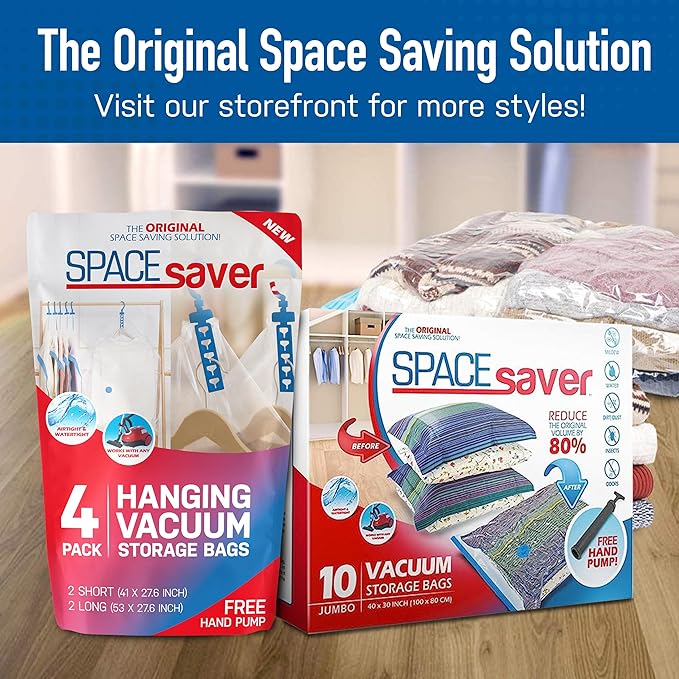 3 Pack Small Vacuum Storage Bags for Comforters, Blankets & Clothes – Vacuum Sealed Compression Bags with Hand Pump – Space Saver Storage Bags for Bedding, Moving, Travel & Organization