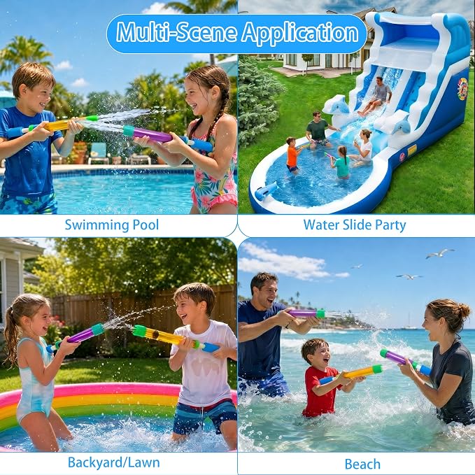 Water Gun Blasters for Kids & Adults: 12 Pack Bulk Water Squirter for Outdoor Swimming Pool Party, Backyard, Summer Beach, 12.6 Inch Water Shooter Toy Gift for Water Slide, Water Fighting Game