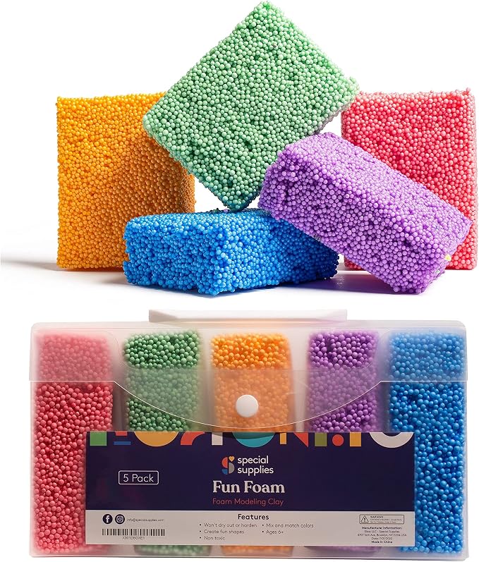Special Supplies Fun Foam Modeling Foam Beads Play Kit, Children’s Educational Clay for Arts Crafts Kindergarten, Preschool Kids Toys Develop Creativity, Motor Skills (5-Pack)