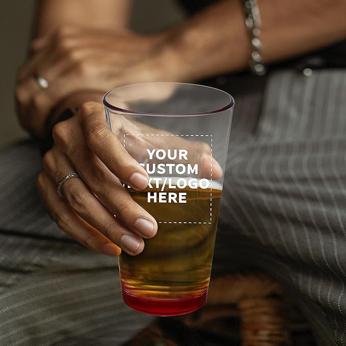 Custom Libbey Pint Glass 16 oz. Set of 100, Personalized Bulk Pack - Beer Glasses, Heavy Duty Drinkware - Red