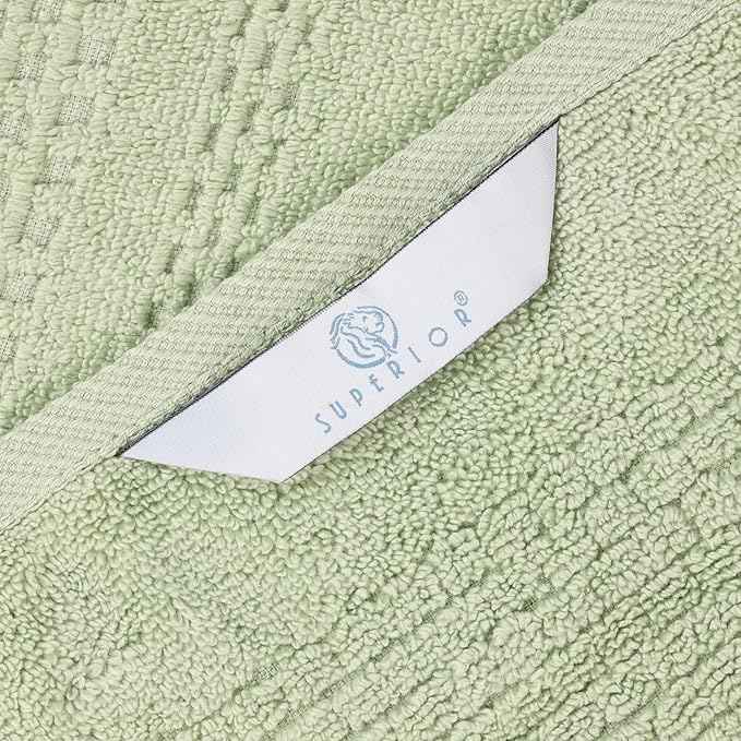 Superior Playa Zero Twist Cotton Medium Weight Towels, For Kitchen, Bathroom, Shower, Spa, Plush, Quick Dry, Ultra-Soft Towels, Bath Essentials, Waffle Textured, Absorbent Hand Towels, Set of 6, Green
