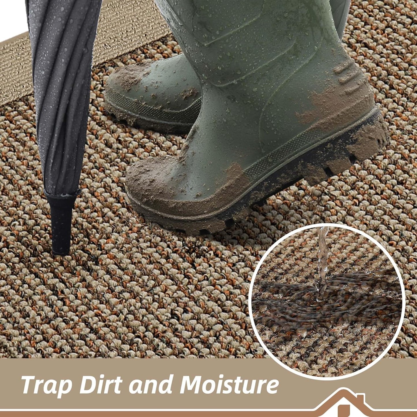 BEQHAUSE Indoor Door Mat 36" x 60", Dirt Trapper Door Mats Non-Slip Entryway Rugs Washable, Resist Dirt Absorbent Welcome Mat, Low Profile Floor Mats for Front Back Door and Entryway, Taupe