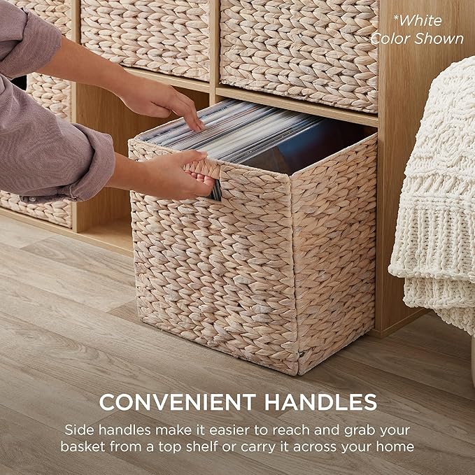 Best Choice Products 13x13in Pack of 5 Cube Storage Baskets, Water Hyacinth Multipurpose Collapsible Organizers, Handwoven Laundry Totes for Laundry, Living Room, Kids Room & Nursery - Brown