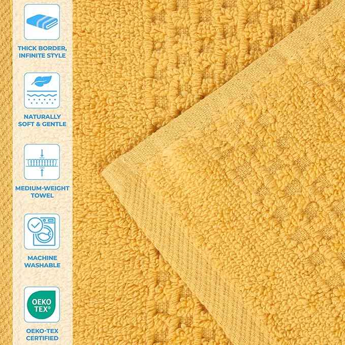 Superior Playa Zero Twist Cotton Medium Weight Towels, for Guest Bath, Bathroom, Shower, Spa, Plush, Quick Dry, Ultra-Soft Towels, Bath Essentials, Waffle Textured, 9 Piece Assorted Towel Set, Gold