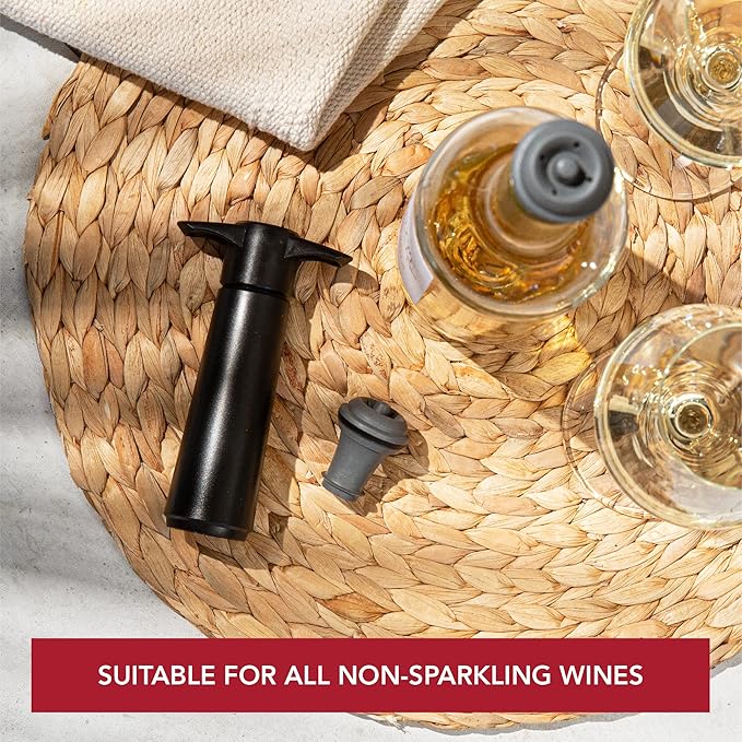 Vacu Vin Wine Saver Pump Pink with Vacuum Wine Stopper - Keep Your Wine Fresh for up to 10 Days - 1 Pump 2 Stoppers - Reusable - Made in the Netherlands