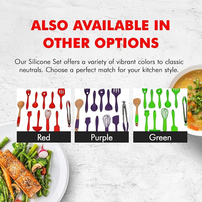 Chef Craft Premium Silicone Kitchen Tool and Utensil Set, 11 Piece, Purple