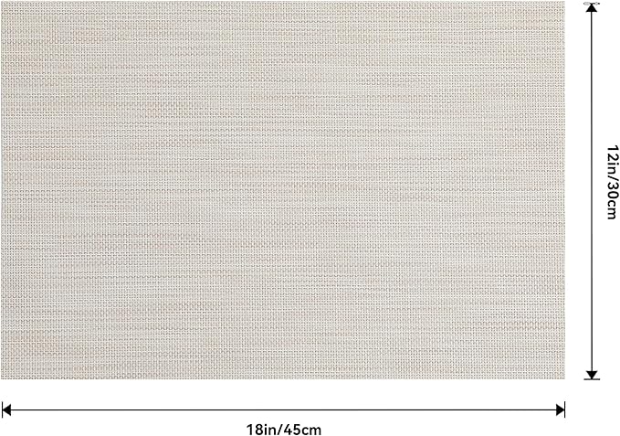 Leetaltree Beige White Placemats Set of 24 - Heat Resistant Non-Slip Place mats for Dining Table, Washable Durable PVC Vinyl Woven Table Mats(Beige White, 24)