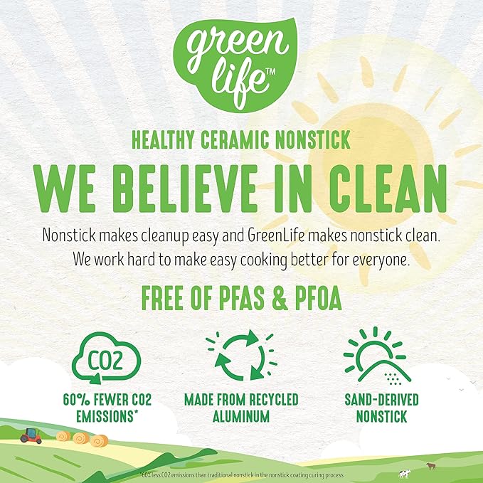 GreenLife 16.5” x 12” Healthy Ceramic Nonstick Roasting Pan with Stainless Steel Roaster Rack, PFAS-Free, PFOA-Free, Dishwasher Safe, Oven Safe, Easy Pouring Rims, Soft Pink