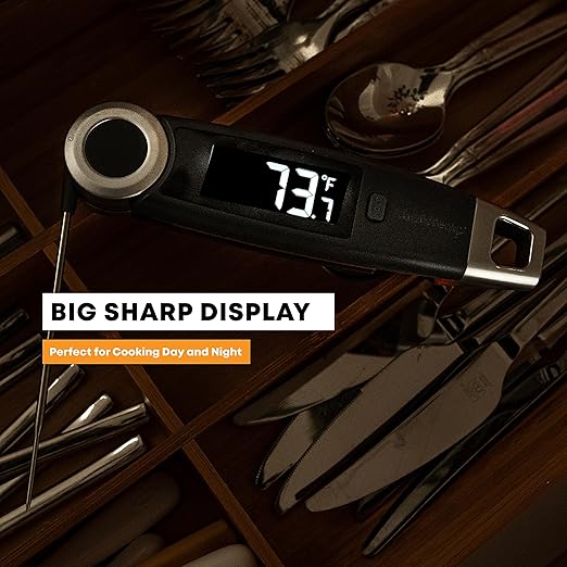 Finaltouch X10 Instant Read Digital Meat Thermometer NSF Certified Waterproof Professional for Cooking Grilling BBQ Baking Candy Oil with Rotating Probe and Backlit Display (Charcoal Gray)