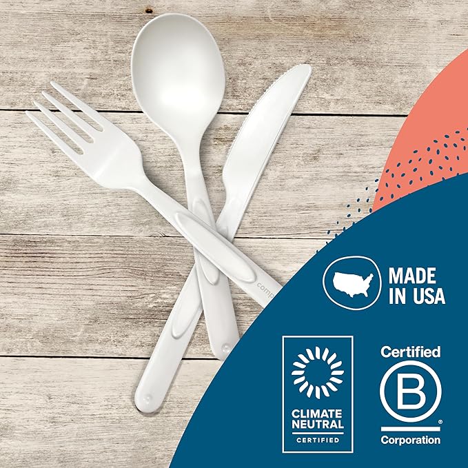 Preserve Compostable Soup Spoon, Made in USA, Medium Weight Cutlery, White, 840 Count