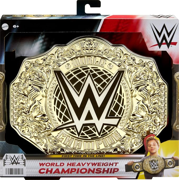 Mattel WWE Championship Title, World Heavyweight Championship Role-Play & Costume Piece, Leather-Like Belt 3+ Feet with One-Time Adjustment