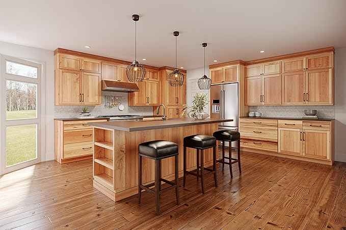 Quicklock RTA (Ready-to-Assemble) 42" Tall Wall Kitchen Cabinets - Shaker Style | 100% Hardwood | Made in America | Soft Close Hardware (Rustic Hickory, 12" D x 18" W x 42" H)