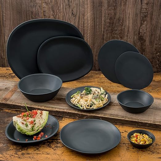 Carlisle FoodService Products Ridge Reusable Plate Salad Plate, Rimless Plate for Home and Restaurant, Melamine, 9 Inches, Slate