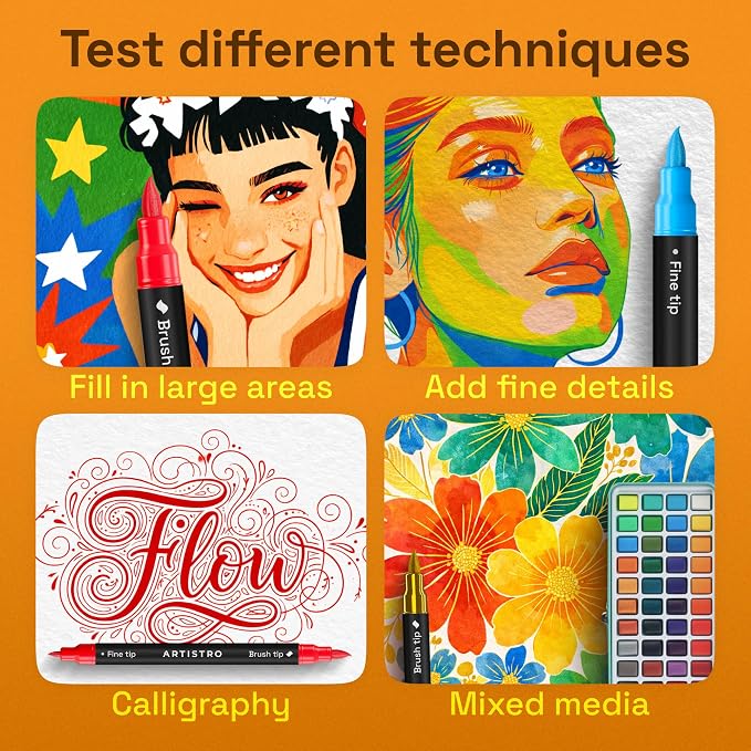 ARTISTRO 5 Acrylic Paint Markers - Paint Pens for Drawing - For Fabric, Rock, Glass, Wood, Molds - Arts & Crafts Gift for Adults, Teens, Kids, Classroom Must Haves & School Supplies