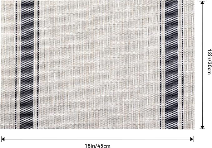 Leetaltree Khaki-Blue Placemats, Heat Resistant Non-Slip Place mats for Dining Table, Washable Durable PVC Vinyl Woven Table Mats (Set of 4)