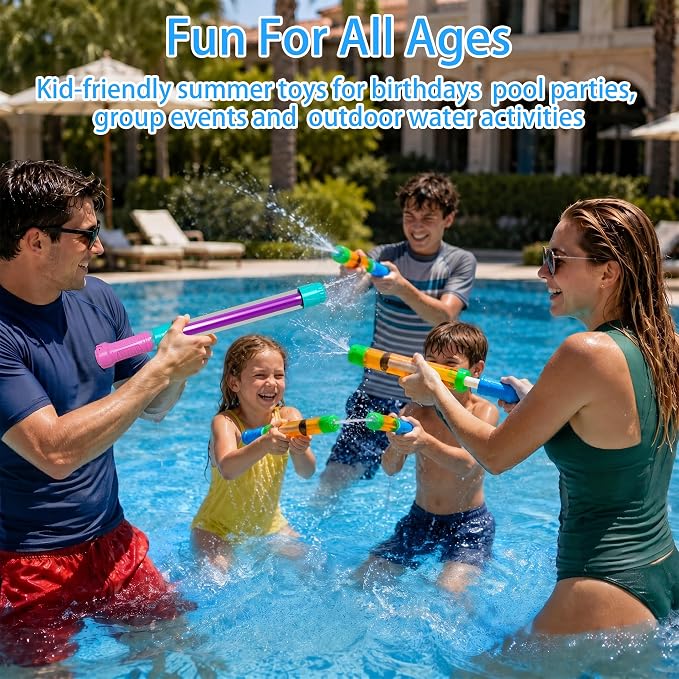Water Gun Blasters for Kids & Adults: 24 Pack Bulk Water Squirter for Outdoor Swimming Pool Party, Backyard, Summer Beach, 12.6 Inch Water Shooter Toy Gift for Water Slide, Water Fighting Game