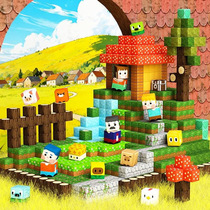 GobiDex 100PCS Magnetic Blocks Animal Toys, Build MagWonder with Building Construction Playset, STEM Pretend Play Gifts for Kids