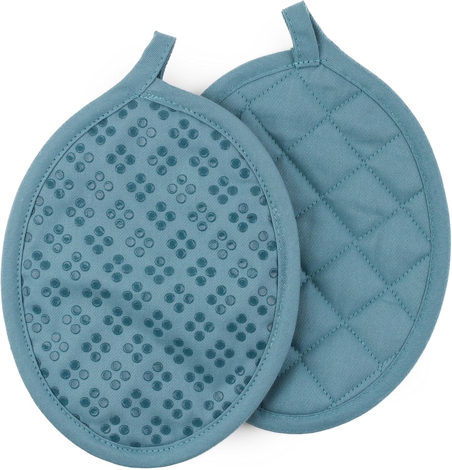 Sticky Toffee 9-Piece Kitchen Set – Blue 100% Cotton Terry Dish Towels, Dishcloths, Oven Mitts, and Pot Holders with Non-Slip Silicone, Oeko-Tex Certified