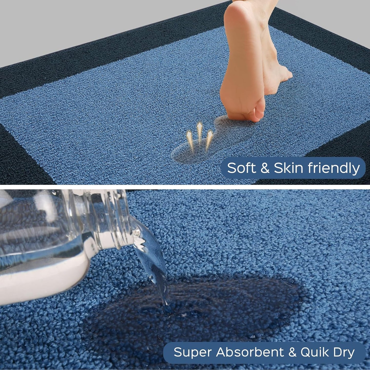 Machine Washable (24" x 36"+ 24" x 60"') Runner Rugs Set of 2, Non Slip Kitchen Mats for Floor, Absorbent Entryway Rug for Kitchen, Bedroom, Hallway, Bathroom, Door (Roll Packing)